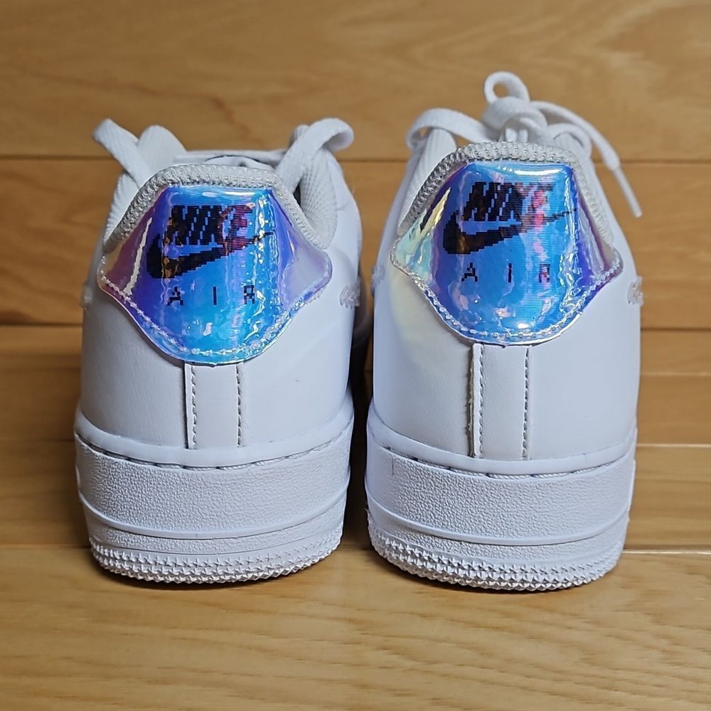 Nike Air Force 1 GS Digital Swoosh White Multi-Color Black CW1577-100 - Picture 9 of 11